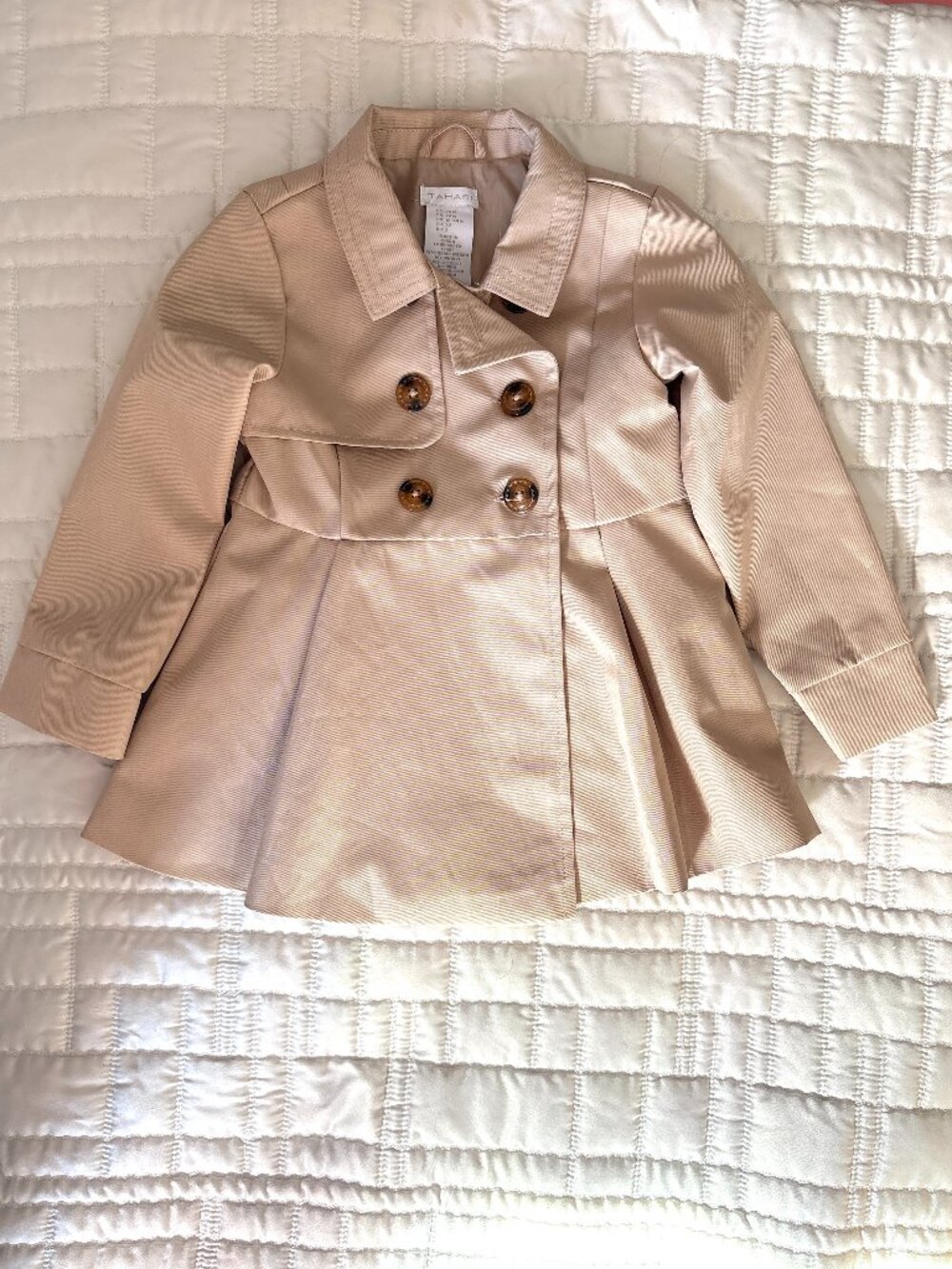TAHARI Girl Trench Coat Double Breasted Tan Size 24 M